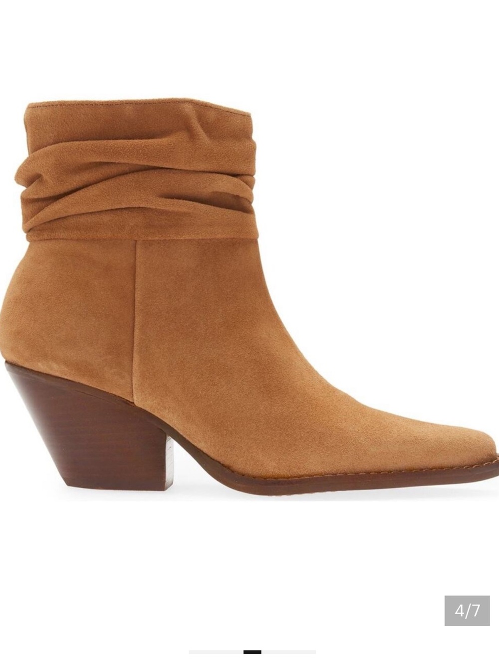 Vince Camuto Nerlinji Slouch Suede Ankle Bootie - Light Congac